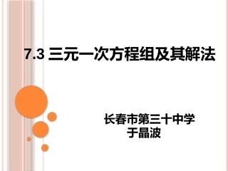 7.3三元一次方程组及其解法
