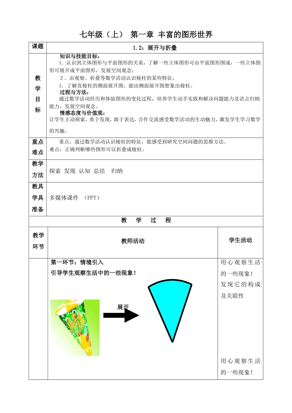 课堂小结.2图形的展开与折叠教案123_第1页