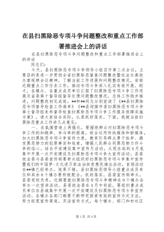 在县扫黑除恶专项斗争问题整改和重点工作部署推进会上的讲话发言