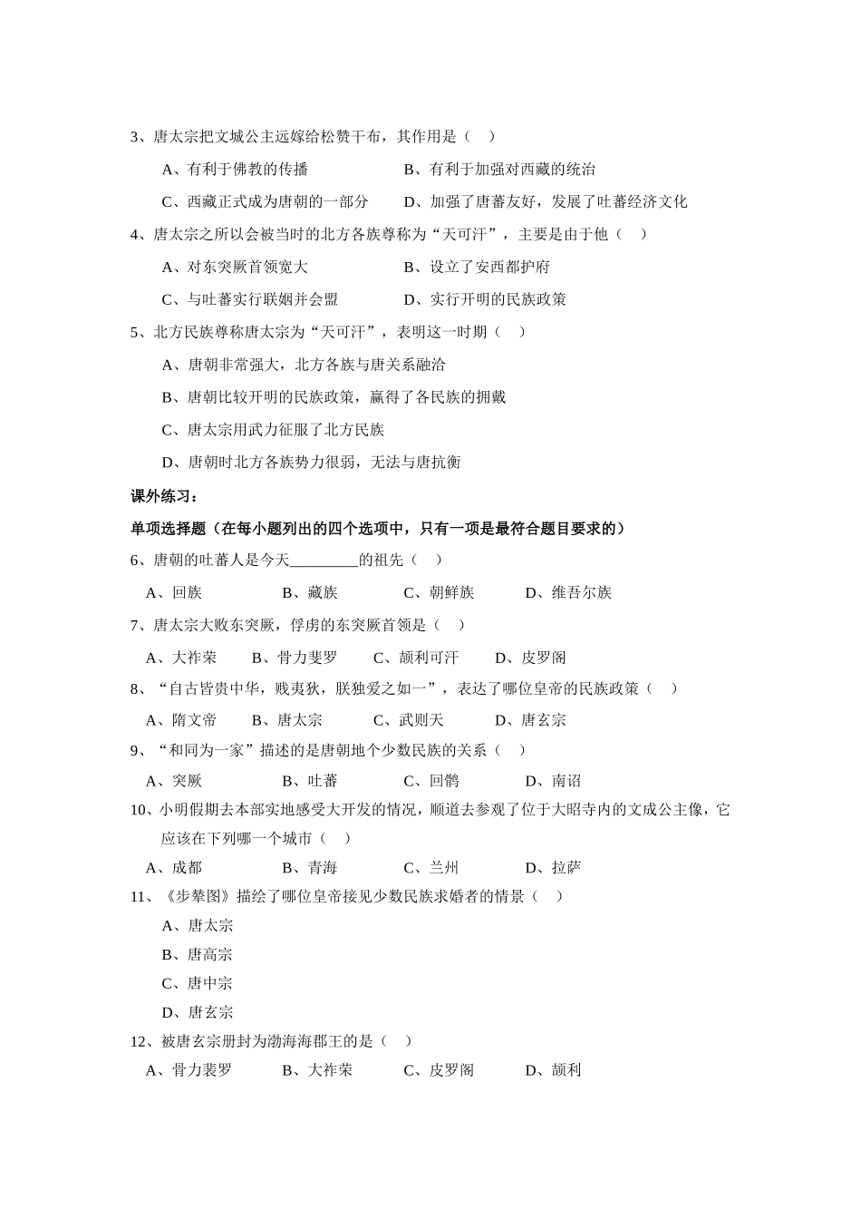 《唐朝的民族关系》导学案_第3页