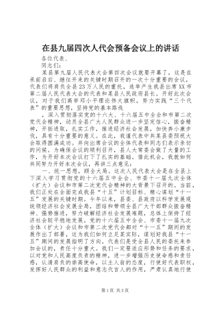 在县九届四次人代会预备会议上的讲话发言
