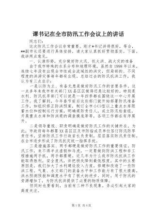 谭书记在全市防汛工作会议上的讲话发言_1