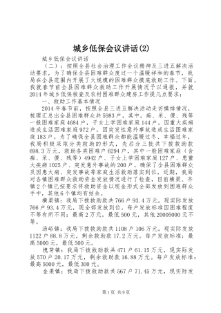 城乡低保会议讲话发言