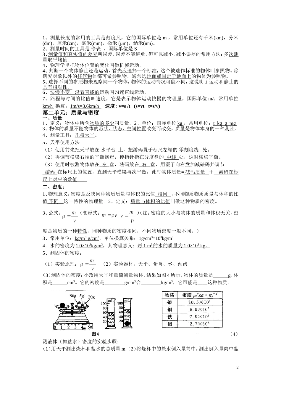 初二物理上复习提纲_第2页