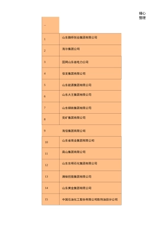 山东百强企业名单山东企业排行榜