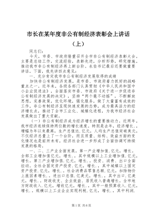 市长在某年度非公有制经济表彰会上讲话发言（上）