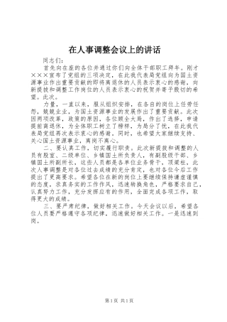 在人事调整会议上的讲话发言