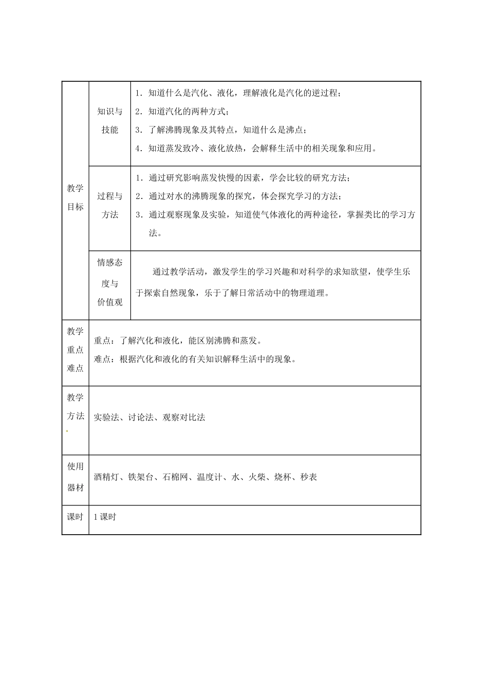 八年级物理上册 第3章 第3节 汽化和液化（第1课时 汽化）教学设计2 （新版）新人教版-（新版）新人教版初中八年级上册物理教案_第2页
