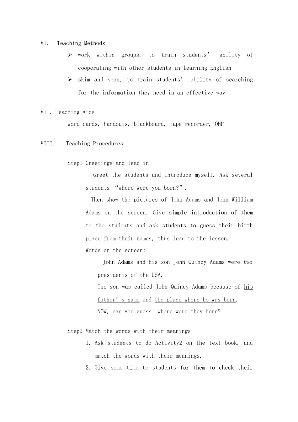 七年级英语module8 Unit2教案_第2页
