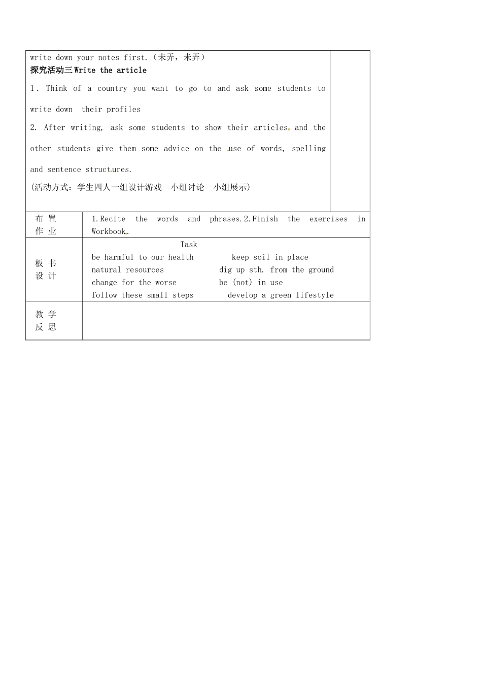 八年级英语下册《Unit 8 A green world Task》教案 （新版）牛津版-（新版）牛津版初中八年级下册英语教案_第2页