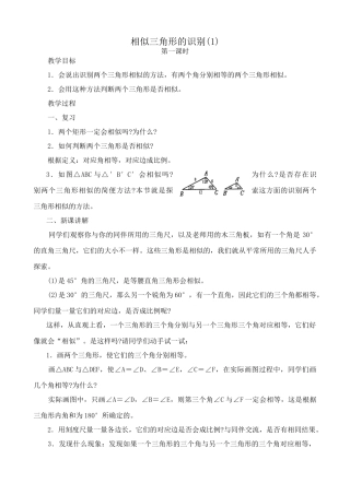 华师大版九年级数学相似三角形的识别(1)