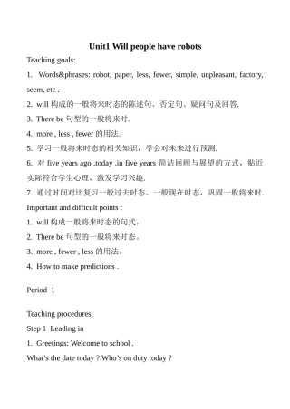 八年级英语Unit1 Will people have robots 2新人教版