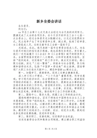 新乡全委会讲话发言
