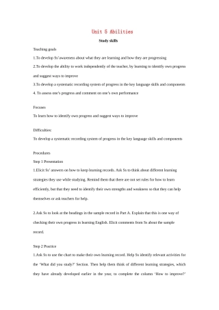 七年级英语下册：Unit 5 Abilities Study skills & Main task教案（译林牛津版）