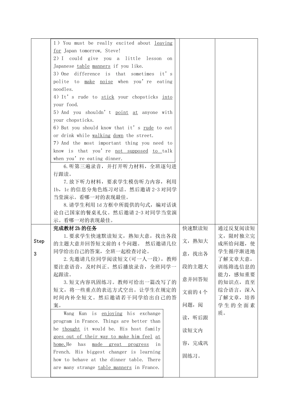 九年级英语全册 Unit 10 You’re supposed to shake hands Section B教学设计 （新版）人教新目标版-（新版）人教新目标版初中九年级全册英语教案_第3页