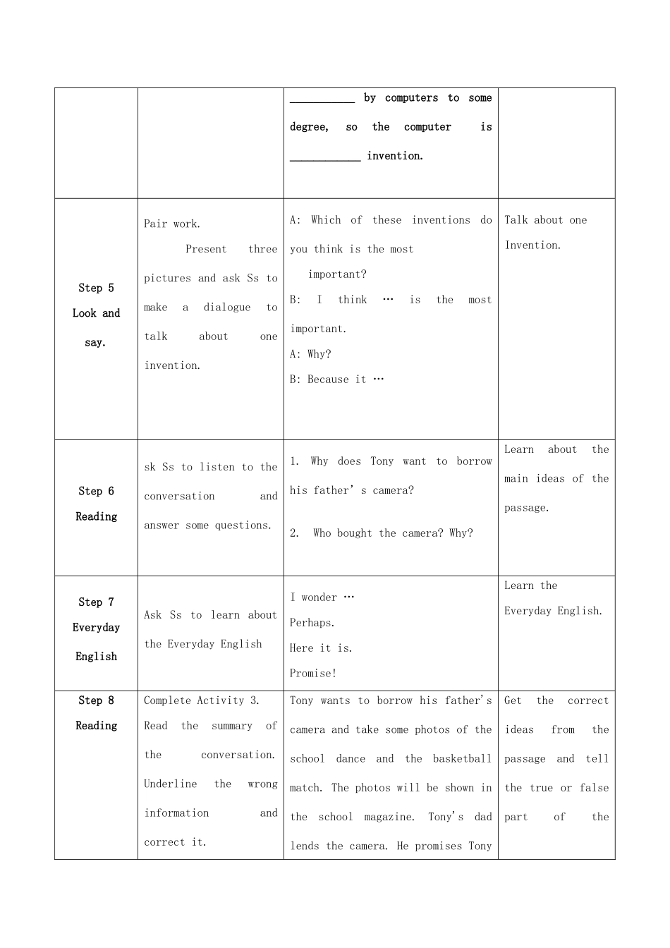 学年九年级英语上册 Module 9 Great inventions Unit 1 Will computers be used more than books in the future教案 （新版）外研版-（新版）外研版初中九年级上册英语教案_第3页