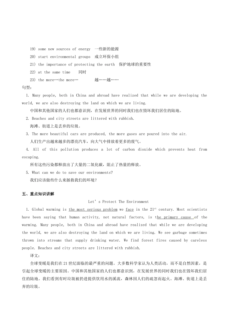 九年级英语 Unit 11 Let’s Protect the Envionment教案+练习 北京实验版_第2页