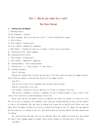 九年级英语全册 Unit 1 How do you study for a test？The First Period教案 人教新目标版
