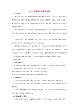 九年级物理下册 18.4 能量转化的基本规律教案2 苏科版