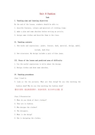 七年级英语上册 Unit 8 Fashion Task教案 （新版）牛津版-（新版）牛津版初中七年级上册英语教案