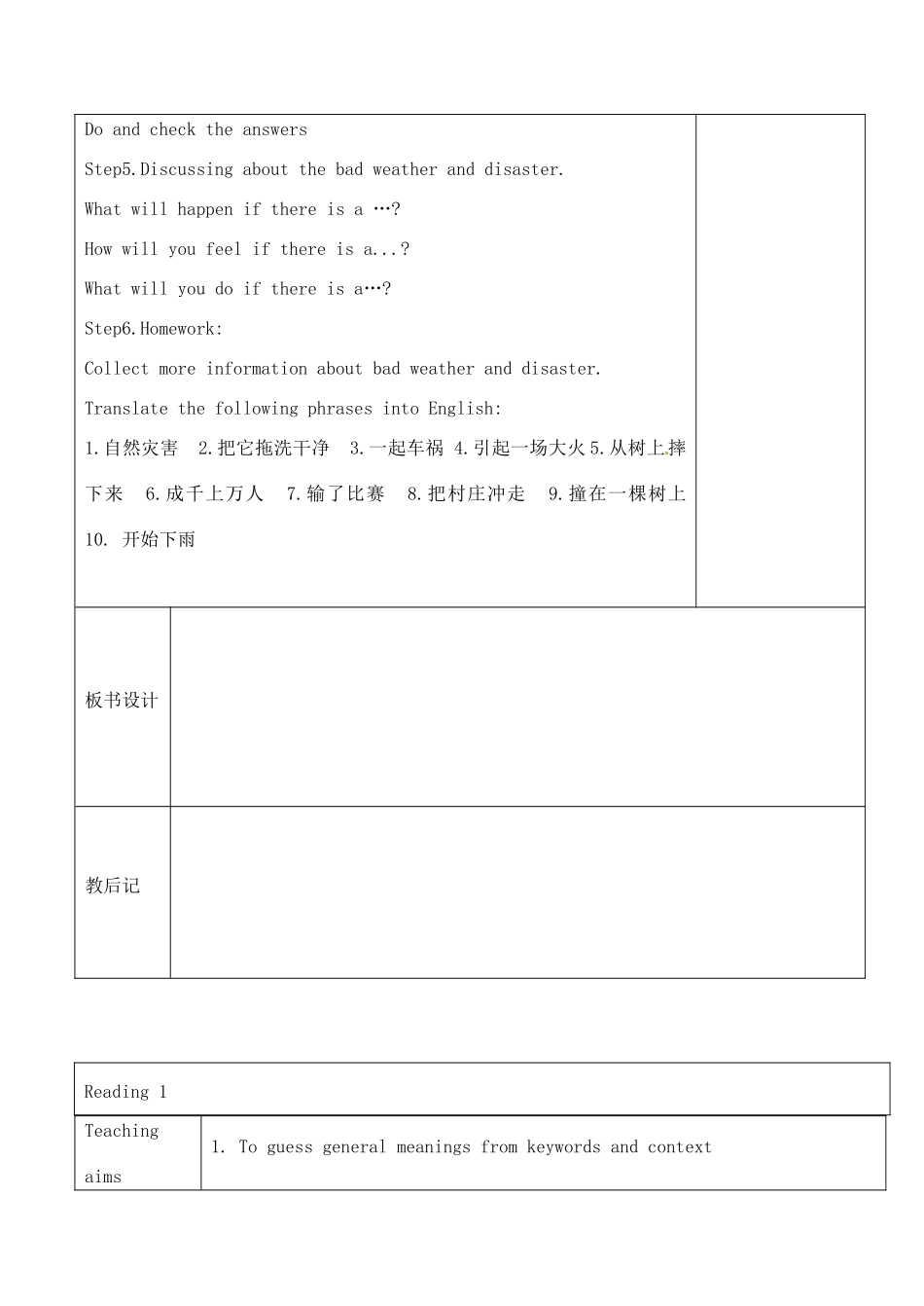 八年级英语上册 Unit 8 Natural disasters教案 （新版）牛津版-（新版）牛津版初中八年级上册英语教案_第3页