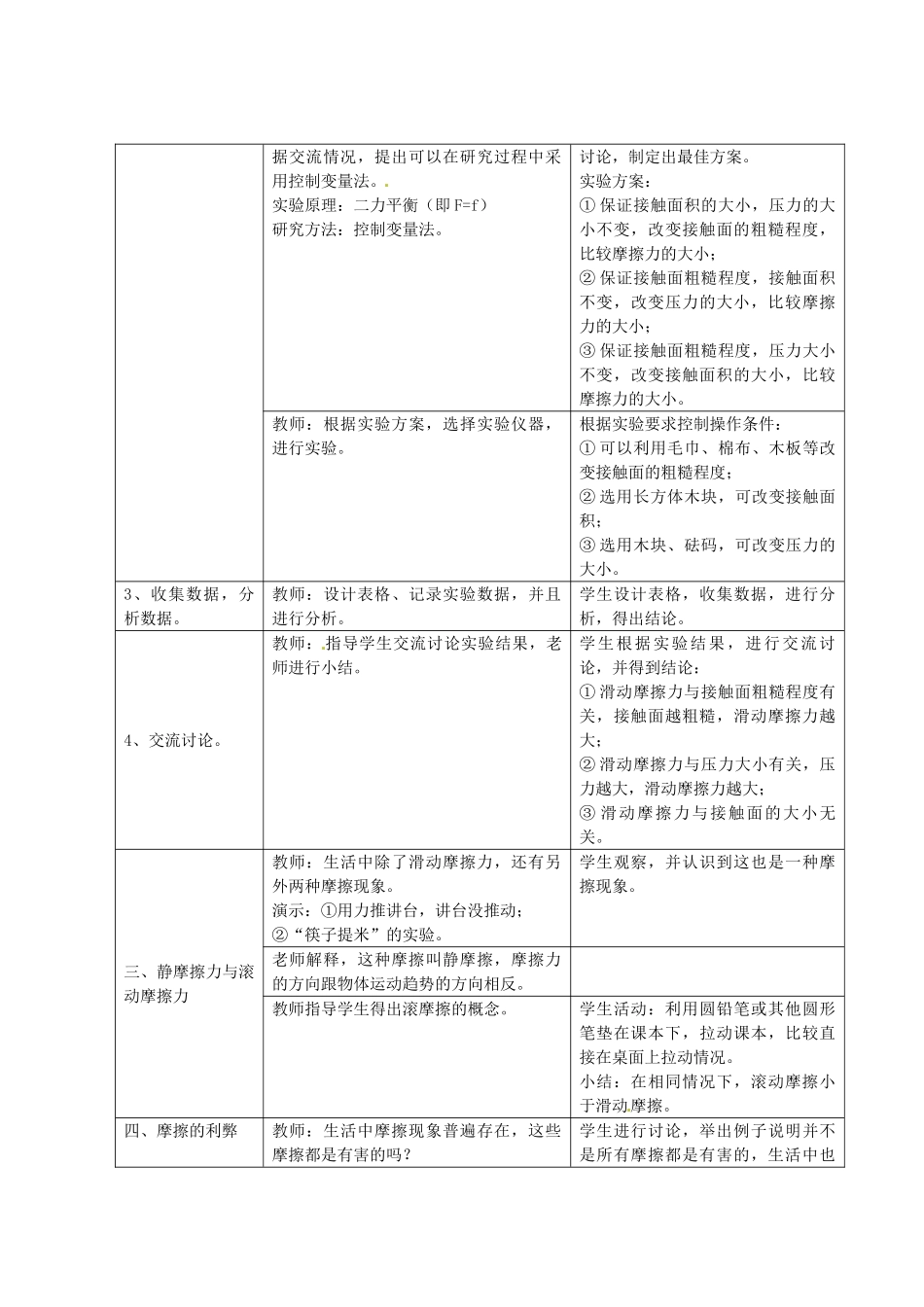 云南省曲靖市麒麟区第七中学八年级物理《摩擦力》教学案例_第3页