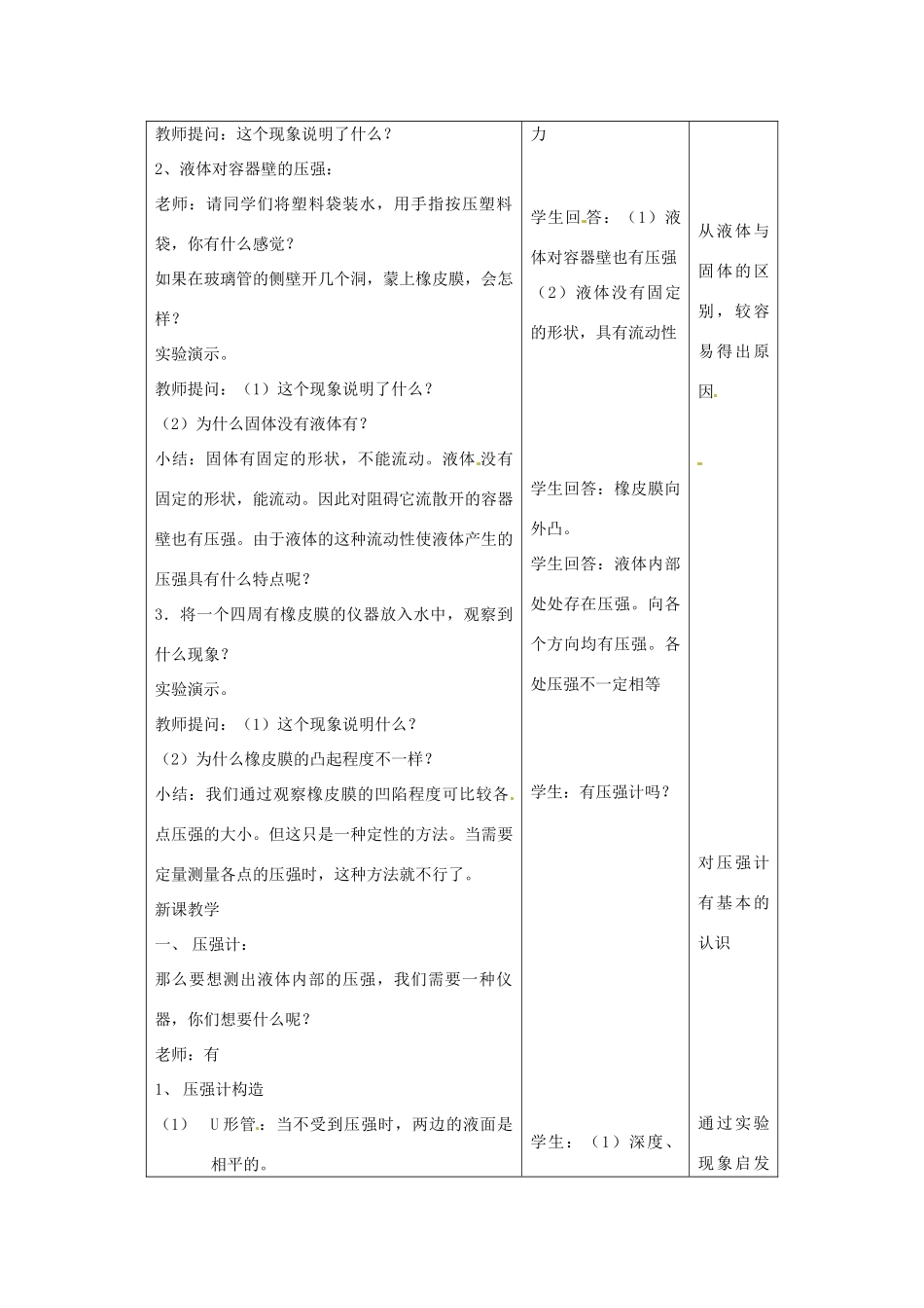 八年级物理下册 10.2 液体压强教案 苏科版_第2页
