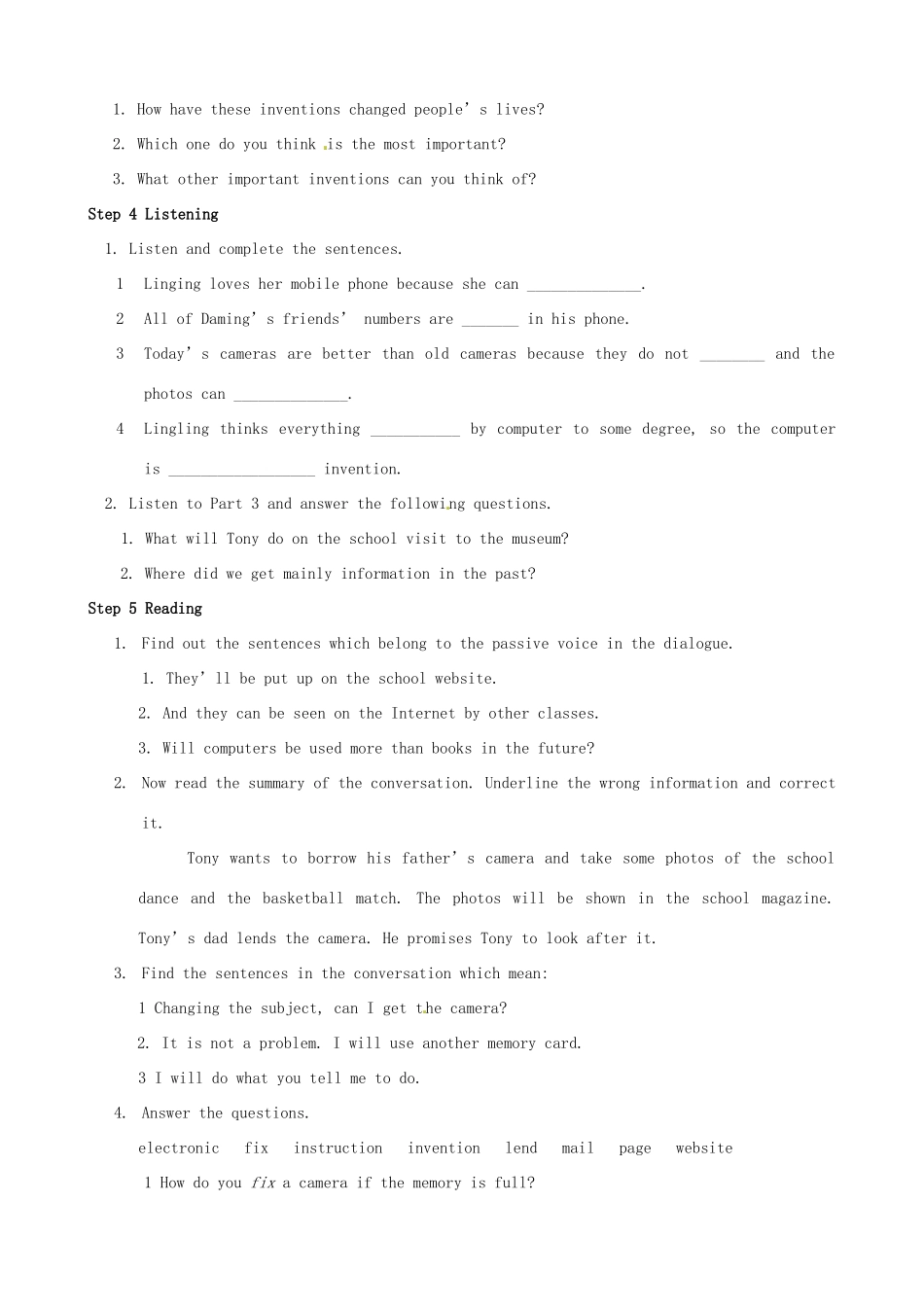 九年级英语上册 Module 9 Great inventions教案 （新版）外研版-（新版）外研版初中九年级上册英语教案_第2页