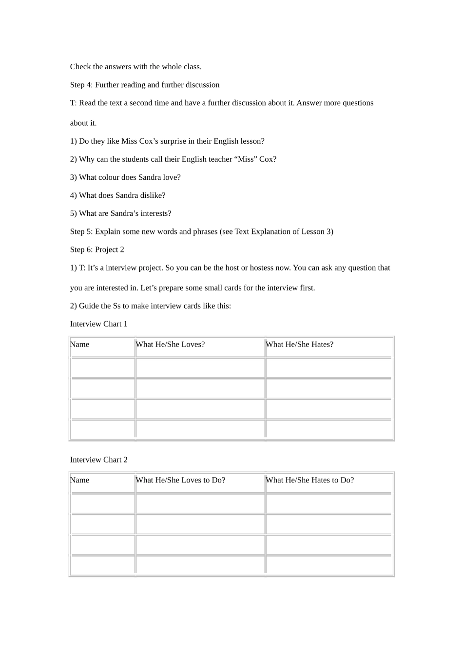 八年级英语上册 Unit 1 Me and My Class Lesson 3 Getting to Know You教案 冀教版_第3页