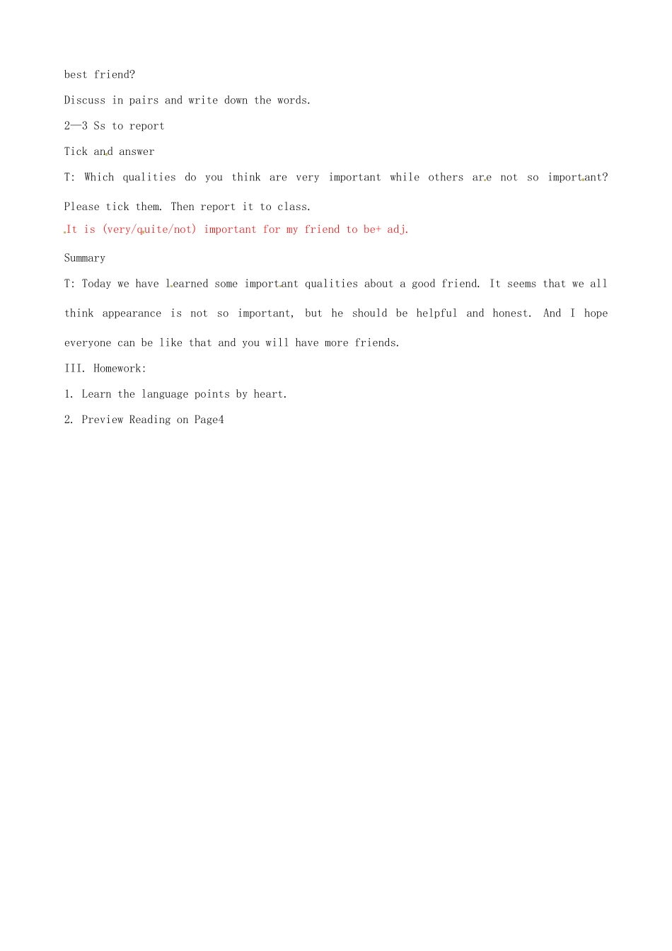 八年级英语上册 Unit 1 Friends Comic strip Welcome to the Unit教案 牛津版-牛津版初中八年级上册英语教案_第2页