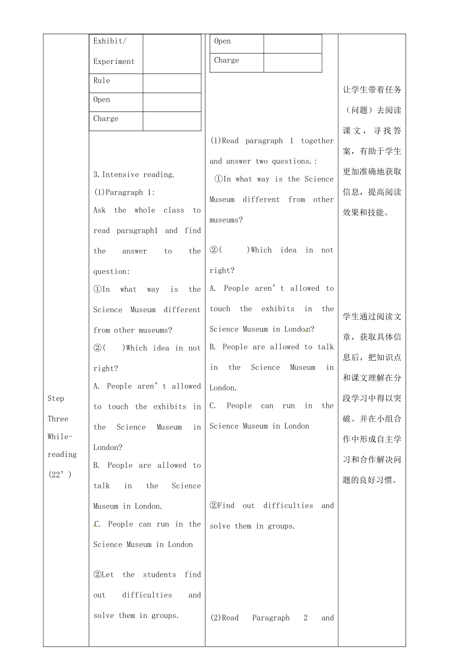 九年级英语上册 Module 5 Unit 2 There’s no shouting and no running教案 外研版-外研版初中九年级上册英语教案_第3页
