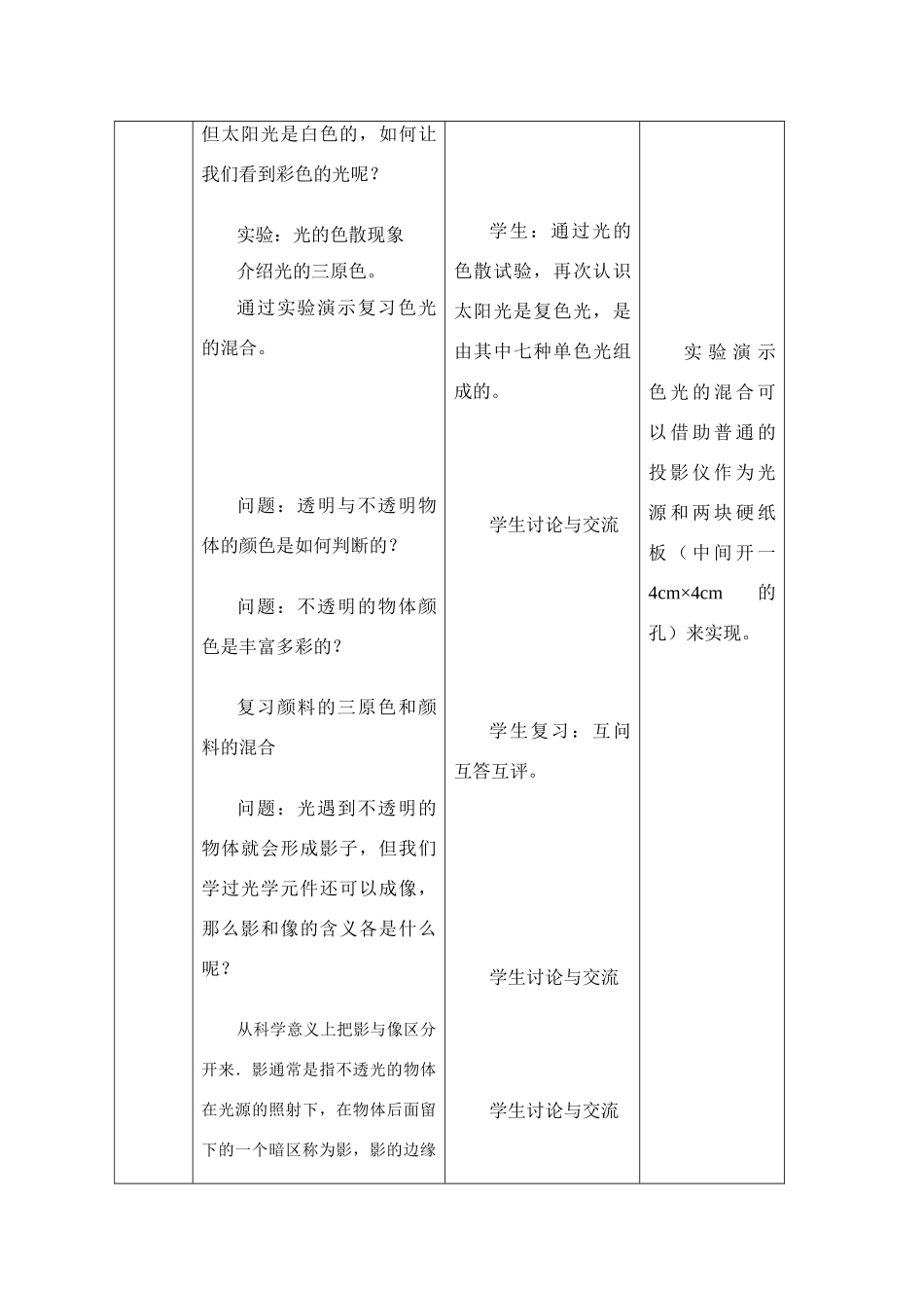 初中物理中考复习课教案《光现象》_第3页
