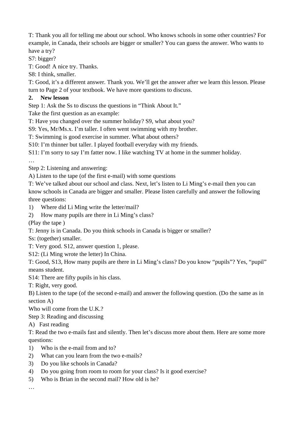 冀教版八年级英语上Unit1教案_第2页