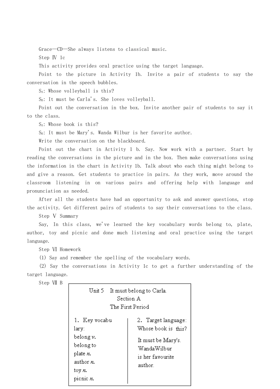 九年级英语全册 Unit 5 It must belong to Carla The First Period教案 人教新目标版_第3页