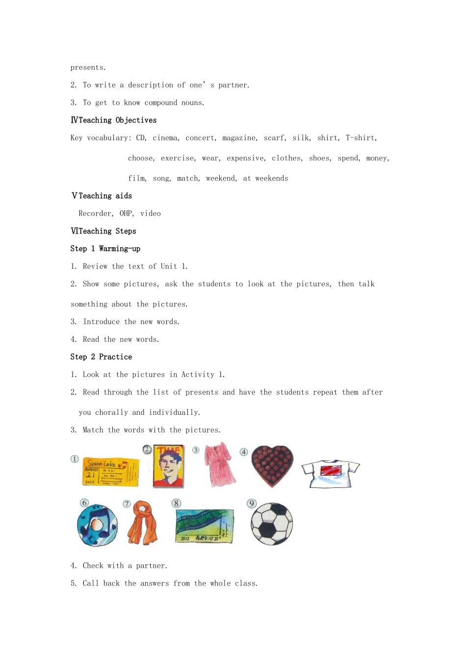 天津市武清区杨村第五中学七年级英语上册《Module 8 Choosing presents Unit 2 She often goes to concerts》教案 （新版）外研版_第2页