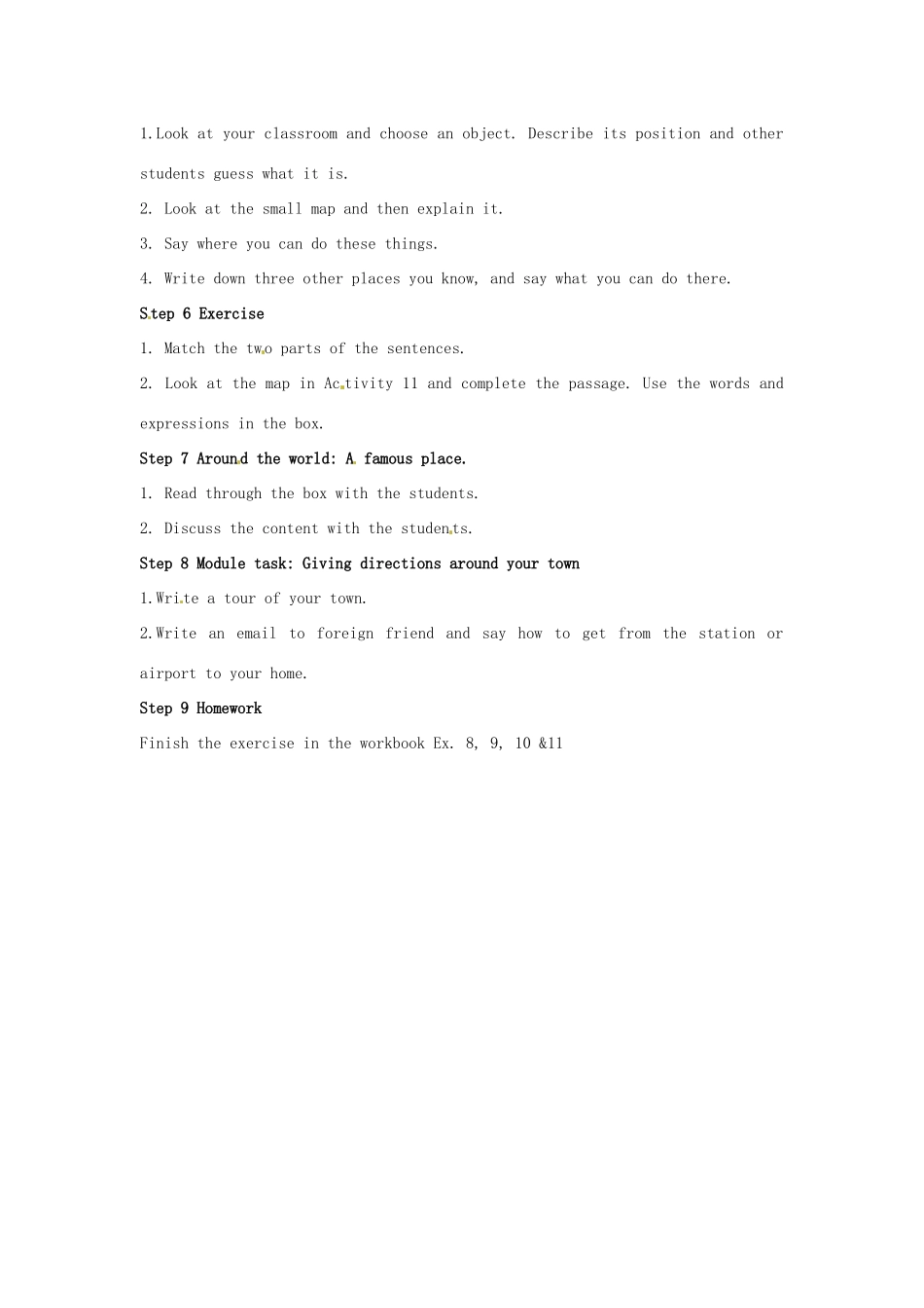 天津市武清区杨村第五中学八年级英语上册《Module 8 Around town Unit 3 Language in use》教案 外研版_第2页