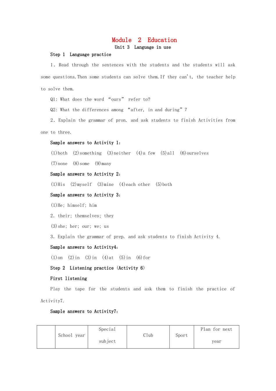 九年级英语下册 Module 2 Education Unit 3 Language in use教案 （新版）外研版-（新版）外研版初中九年级下册英语教案_第1页