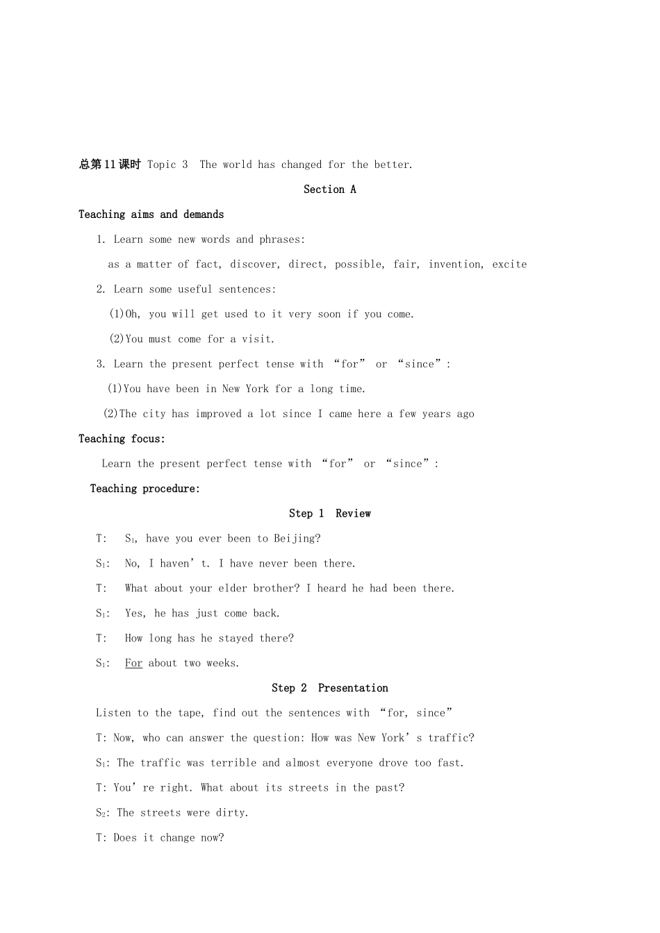 九年级英语上册 Unit 1 Topic 3 The world has changed for the better教案 （新版）仁爱版-（新版）仁爱版初中九年级上册英语教案_第2页