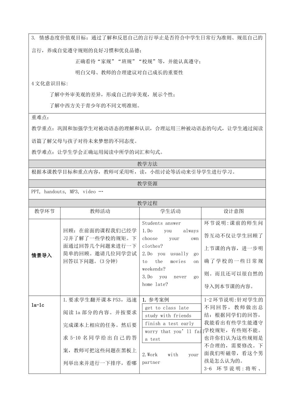 九年级英语全册 Unit 7 Teenagers should be allowed to choose their own clothes Section B教学设计 （新版）人教新目标版-（新版）人教新目标版初中九年级全册英语教案_第2页