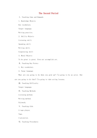 八年级英语上册 The Second Period教案 人教新目标版