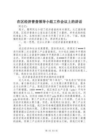 在区经济普查领导小组工作会议上的讲话发言