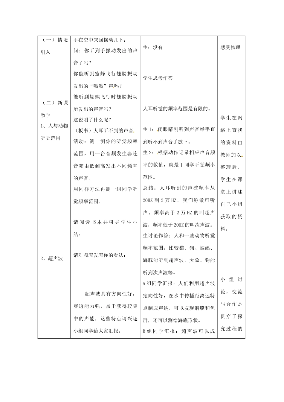 八年级物理上册 人耳听不见的声音教案 苏科版_第3页