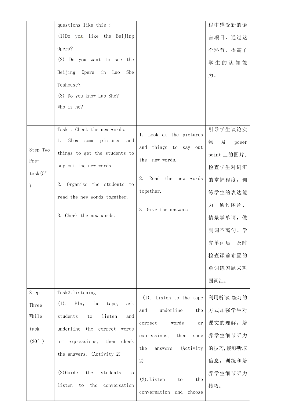 八年级英语上册 Module 5 Lao She Teahouse Unit 1 I wanted to see the Beijing Opera教案 （新版）外研版-（新版）外研版初中八年级上册英语教案_第2页