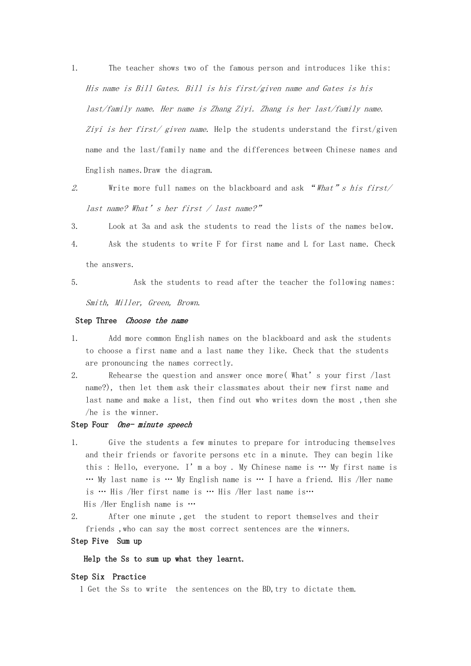 七年级英语上册 Unit1_My_name's_Gina教案 人教新目标版_第3页