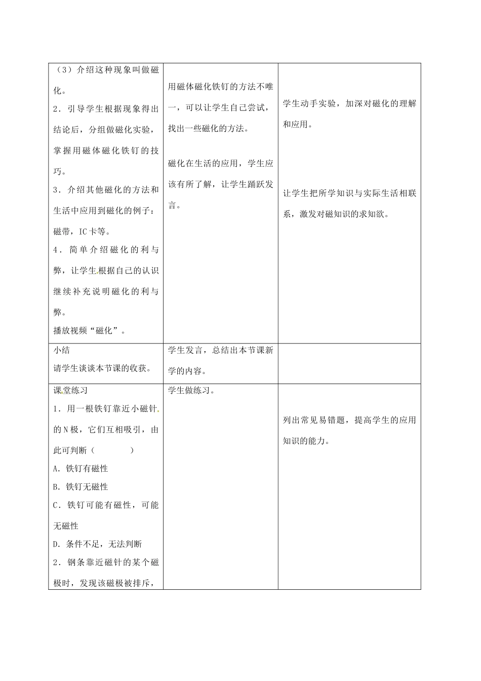 四川省雅安市雨城区中里镇中学八年级物理下册 第九章《磁现象》教学设计2 新人教版_第3页