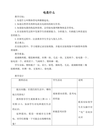 九年级物理沪科版 电是什么