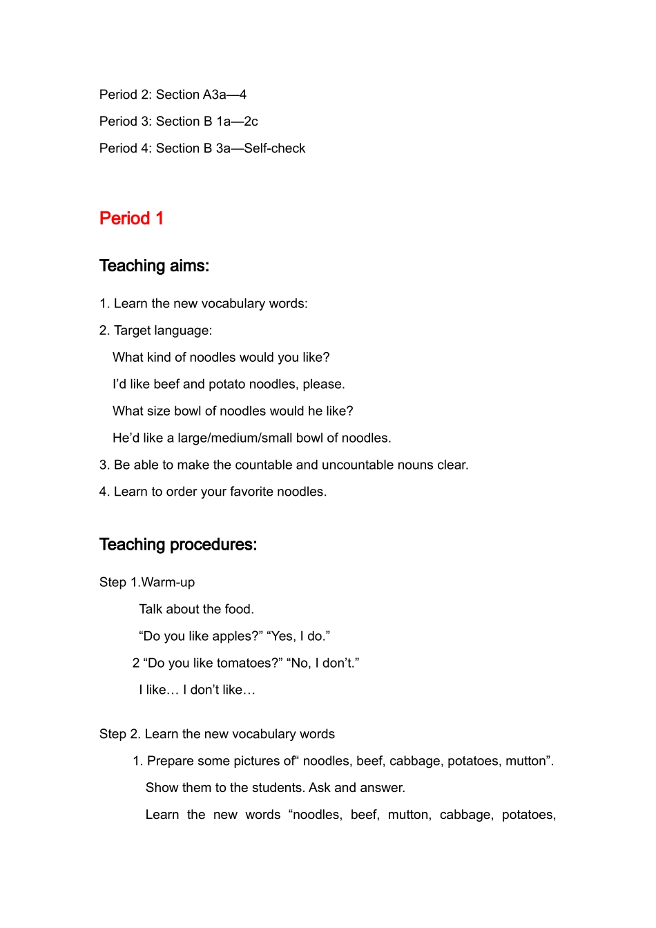 七年级英语 Unit 8 教案人教新课标版 _第2页