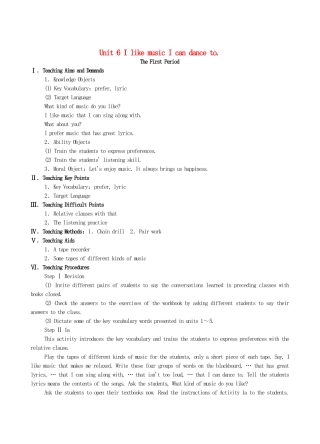 九年级英语全册 Unit 6 I like music that I can dance to单元整理教案 人教新目标版