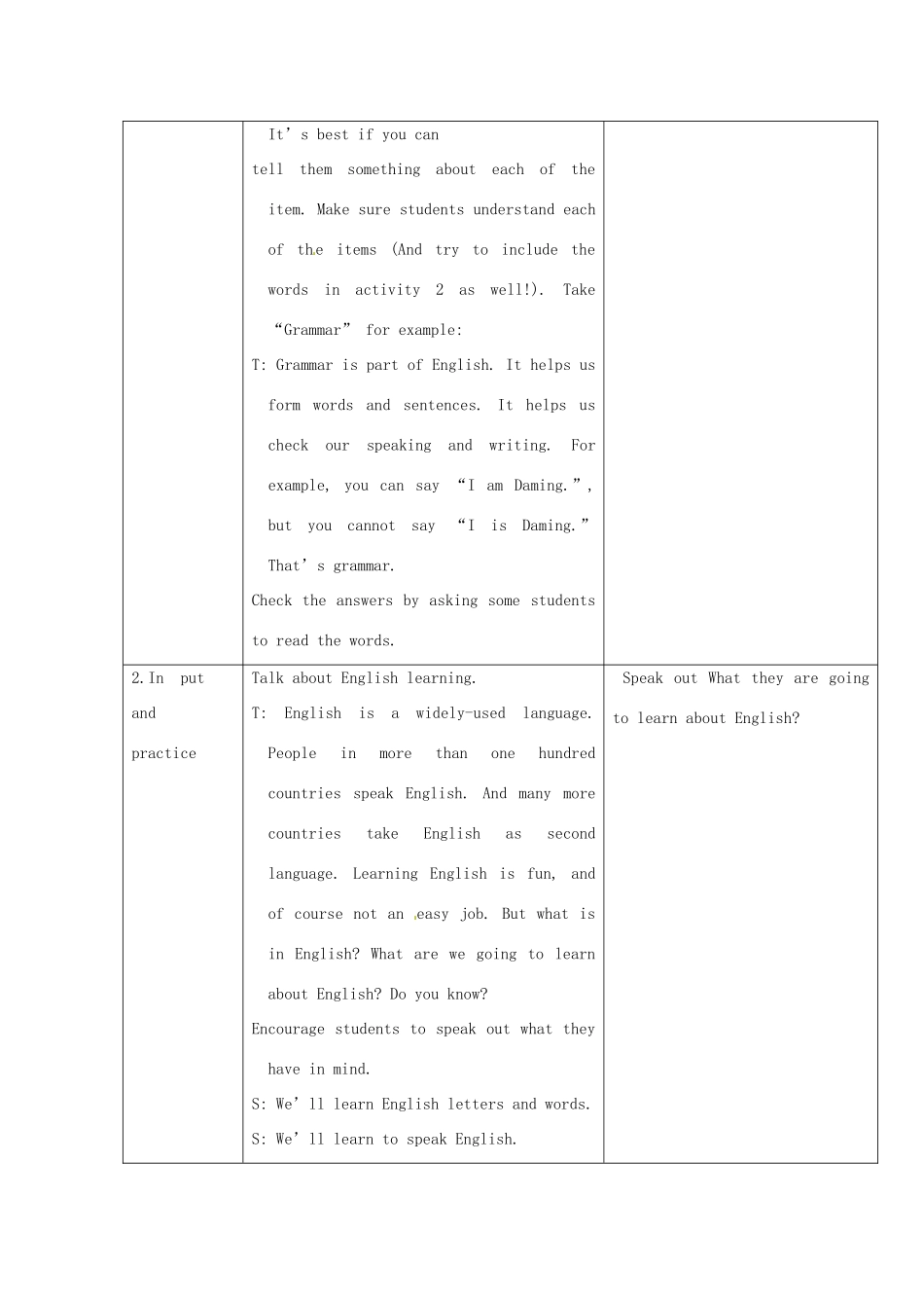 八年级英语上册 Module 1 Unit 1 Let's try to speak English as much as possible教案3 （新版）外研版-（新版）外研版初中八年级上册英语教案_第2页