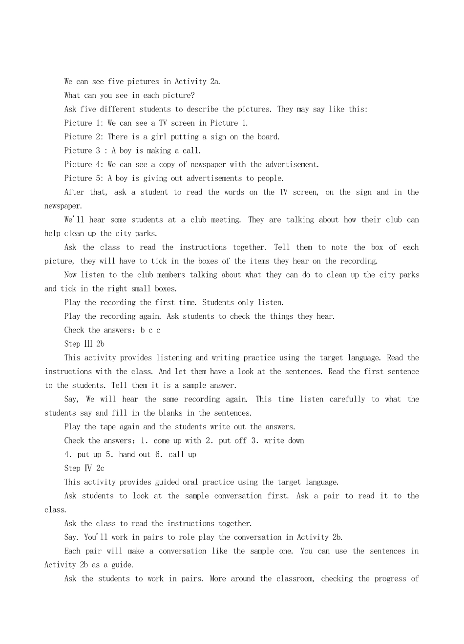 九年级英语全册 Unit 8 I'll help clean up the city parks The Second Period教案 人教新目标版_第2页